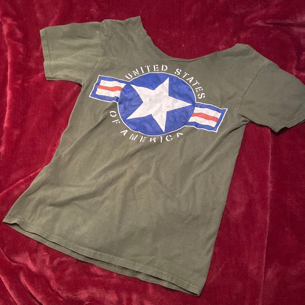 USA Patriotic Army Green Short Sleeve